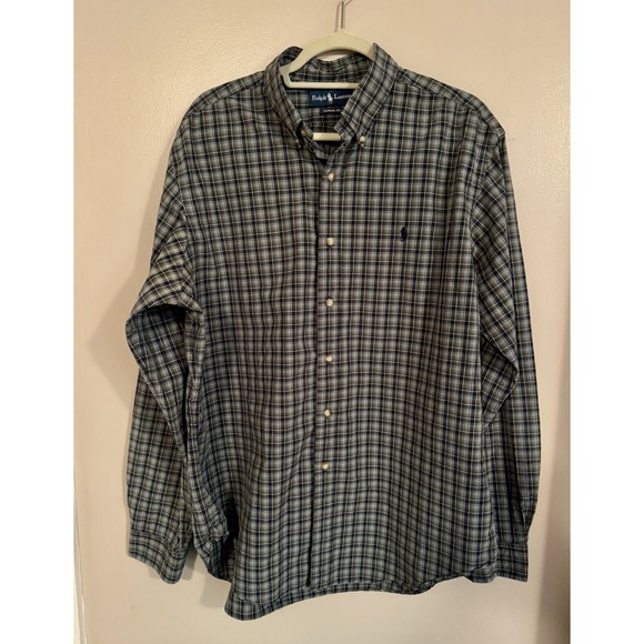 Polo Ralph Lauren Men's Long Sleeve Plaid Button Down Blue/Green Shirt‎ Size XL - Picture 1 of 5